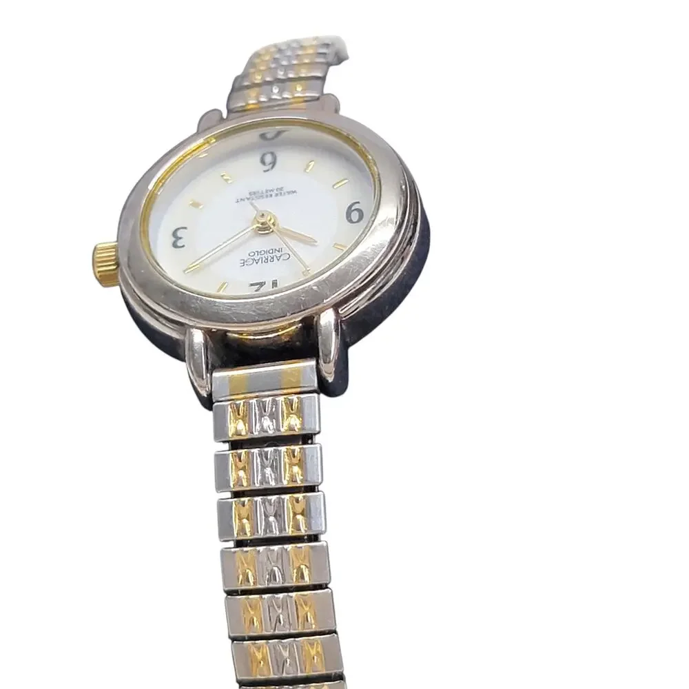 Carriage by Timex Womens Watch Indiglo Two Tone Expansion Band Quartz